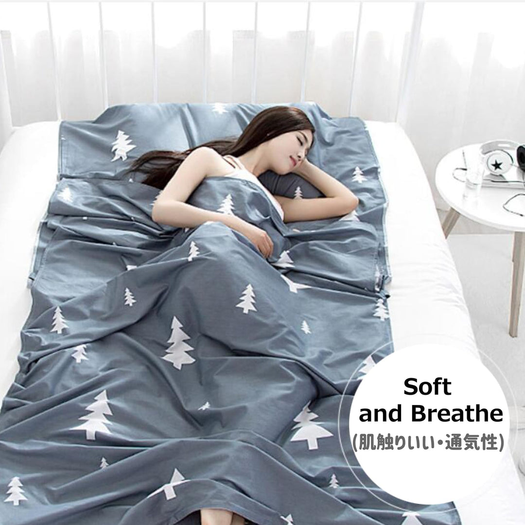 Sleeping Bag Liner, Travel Sheet Lightweight Compact Cotton Sleep Bag Sack for Camping, Traveling, Hotels, Hostels & Backpacking (Blue, S - 2.62 x 6.89 ft)