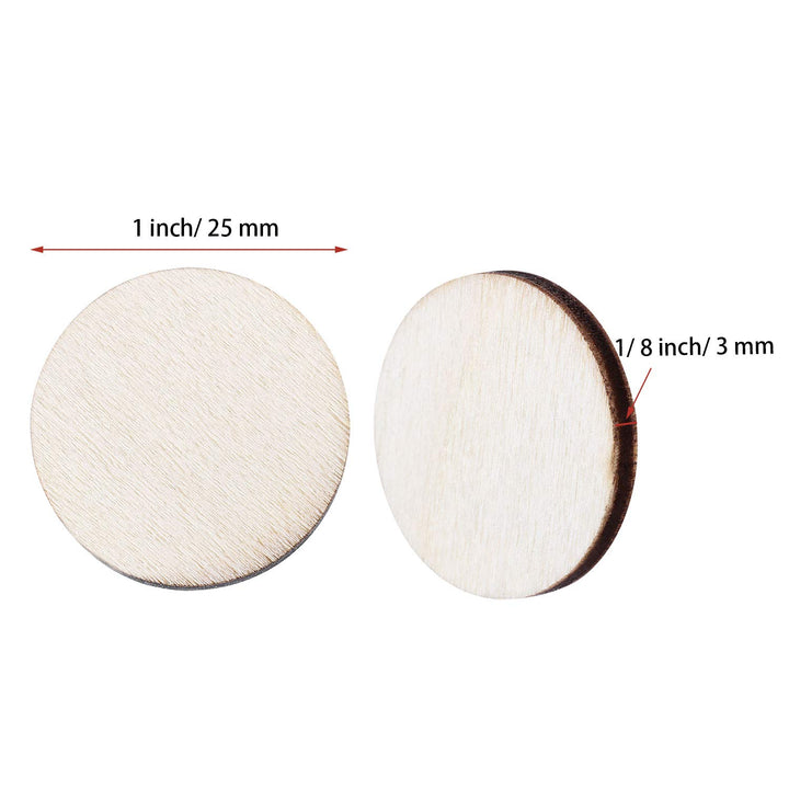 200 Pieces 1 Inch Unfinished Wood Slices Round Disc Circle Wood Pieces Wooden Cutouts Ornaments for Craft and Decoration
