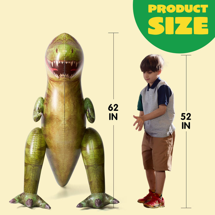 62” Giant T-Rex Dinosaur Inflatable for Party Decorations, Birthday Party Gift for Kids and Adults, Dinosaur Pool Toys (Over 5Ft. Tall)