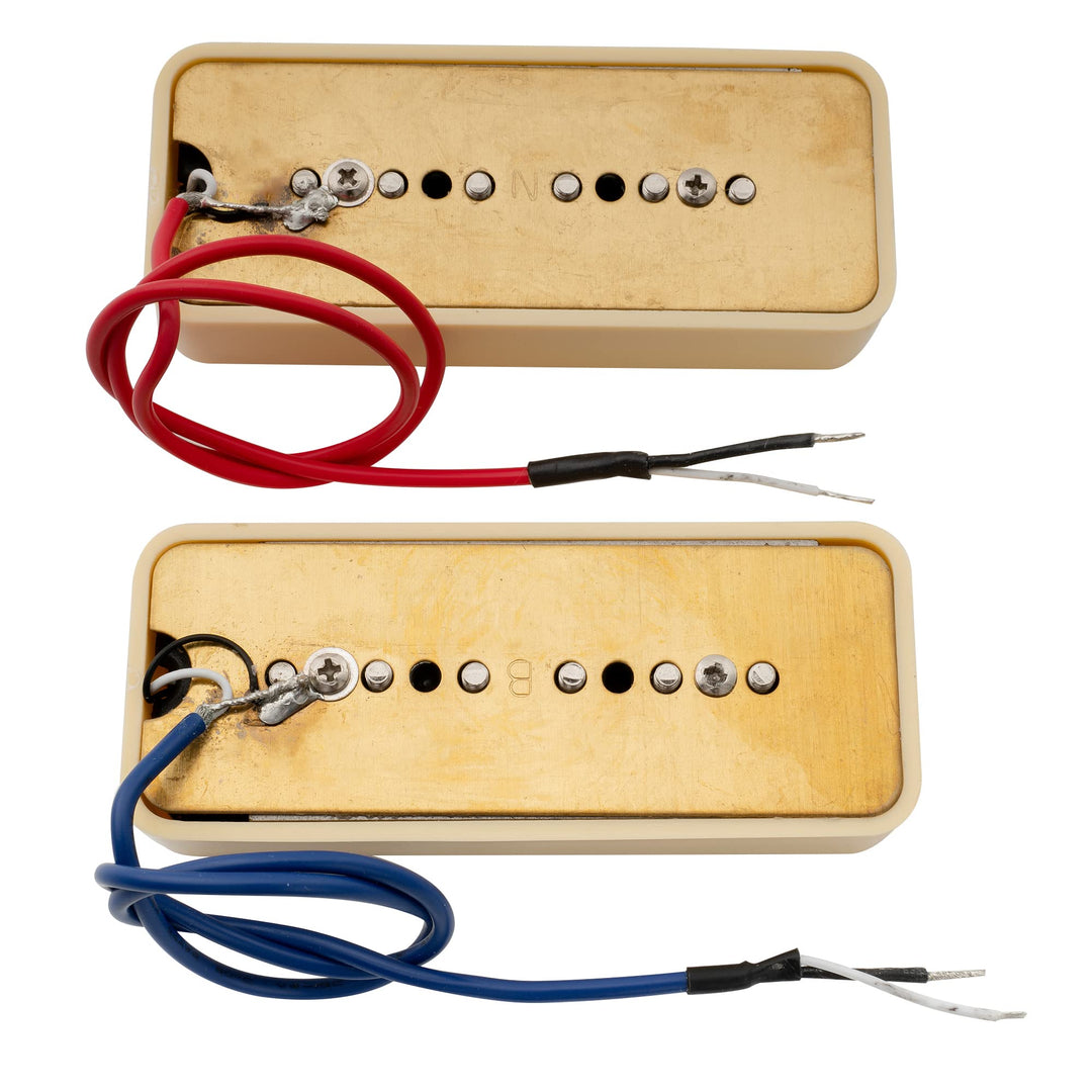 Wilkinson M Series Alnico 5 P90 Soapbar Pickups Neck and Bridge Set for Les Paul/SG Electric Guitar, Cream