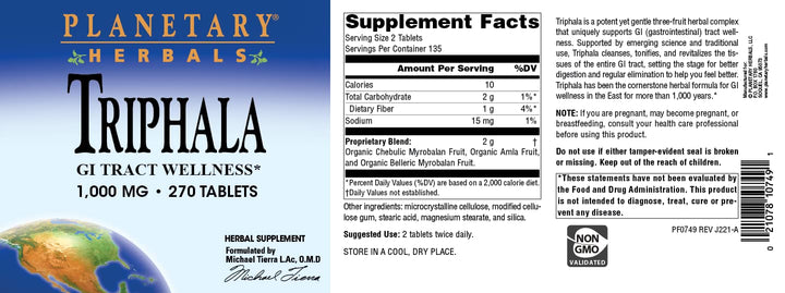 Triphala 1000mg - 270 Tablets