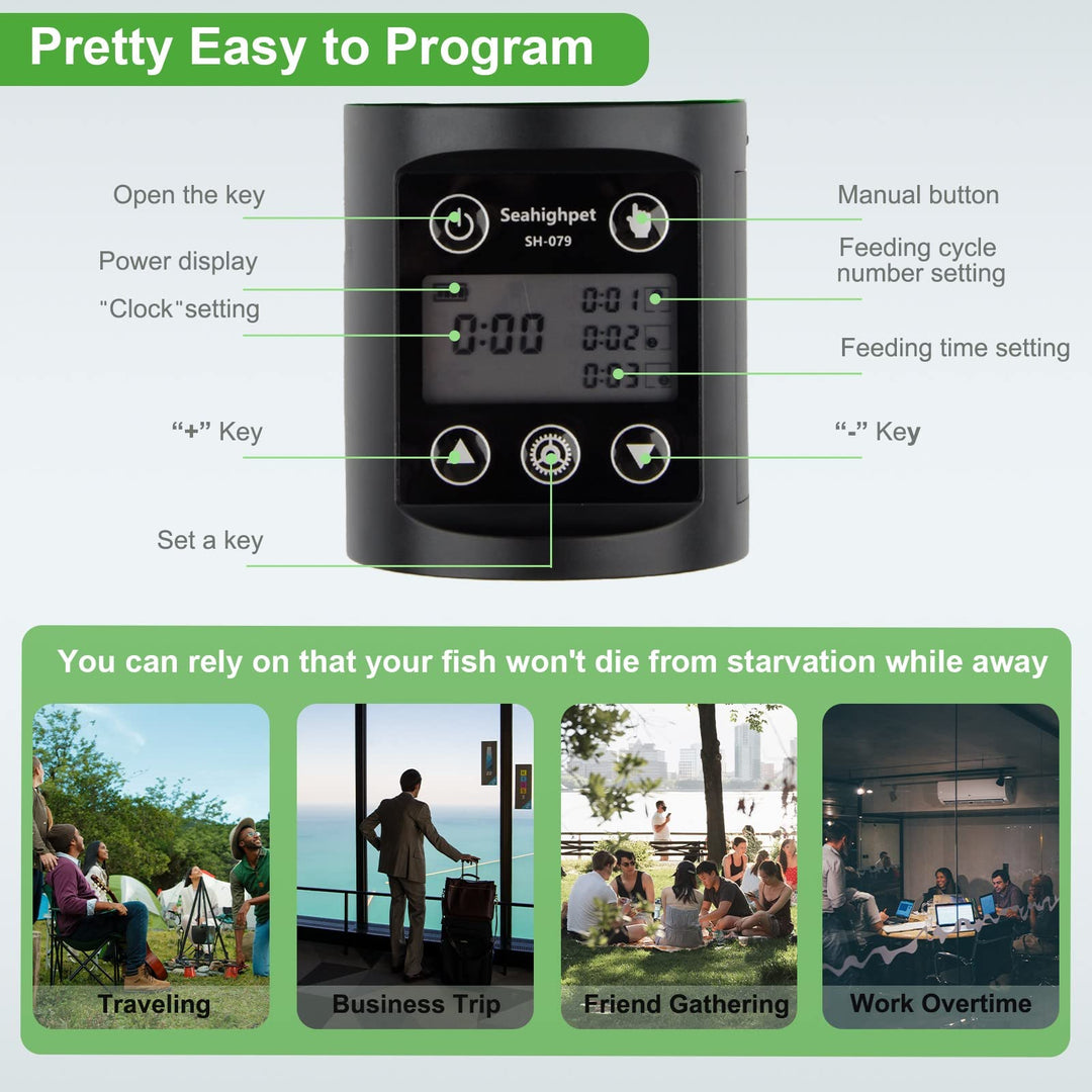 Automatic Fish Feeder for Aquarium,Vacation Auto Fish Food Dispenser - Moisture-Proof Programmable Weekend Holiday Electric Timer Fish Feeder for Turtle Tank | Betta Tank