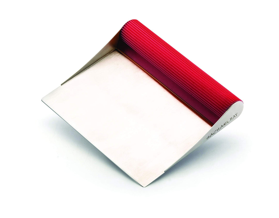 Rachael Ray Tools and Gadgets Stainless Steel Pastry Scraper / Bench Scrape / Kitchen Tool for Baking and Cooking / Dishwasher Safe, Red
