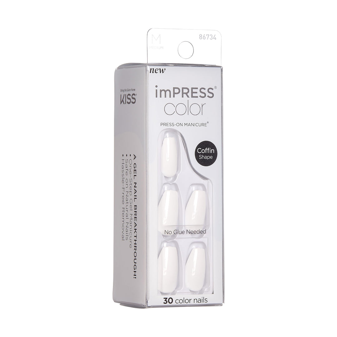 KISS Color Press-On Nails Polish-Free Manicure Set, ‘Frosting’, 30 Chip-Proof, Smudge-Proof Fake Nails