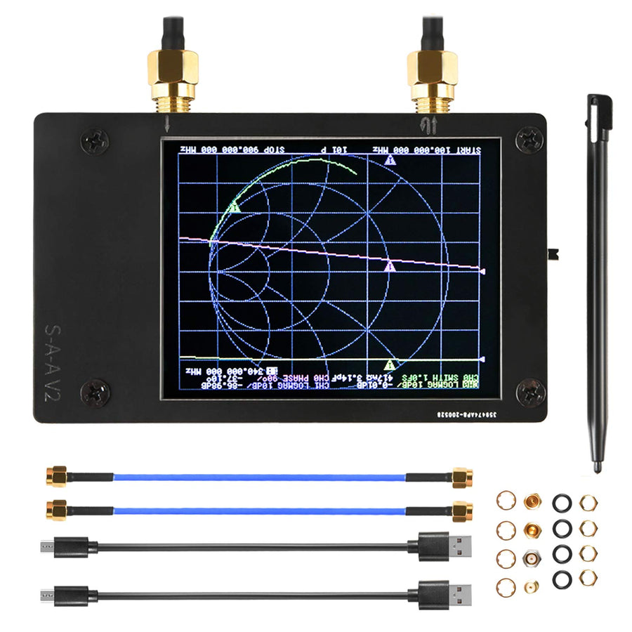 NanoVNA S-A-A-2 V2 Vector Network Analyzer 10KHz~3GHz HF VHF UHF Antenna Analyzer 2.8 inch, Measuring Duplexer, S Parameters, Voltage Standing Wave Ratio, Phase, Delay, Smith Chart Nano VNA