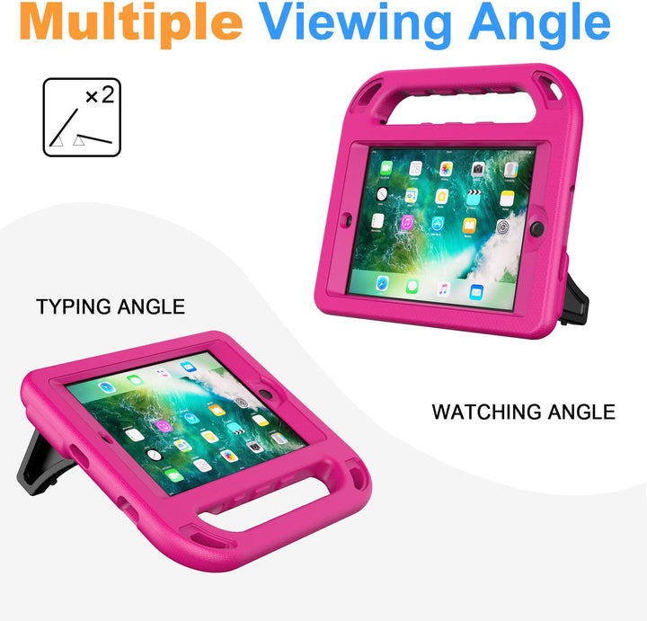 Case for iPad Mini 1 2 3, iPad Mini 1/2/3 Case for Kids - Built-in Screen Protector, Shockproof Lightweight Hard Cover Handle Stand Kids Case for iPad Mini 1st 2nd 3rd Generation, Rose