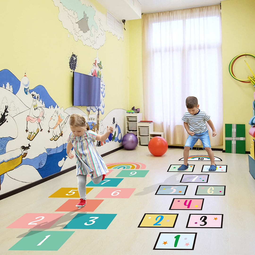 20 Number Hopscotch Game Floor Decal, Creative Hopscotch Stickers Floor Decals for Kids, DIY Cartoon Grid Game Stickers Floor Decor for Bedroom Ground Corridor Nursery (2 Set)