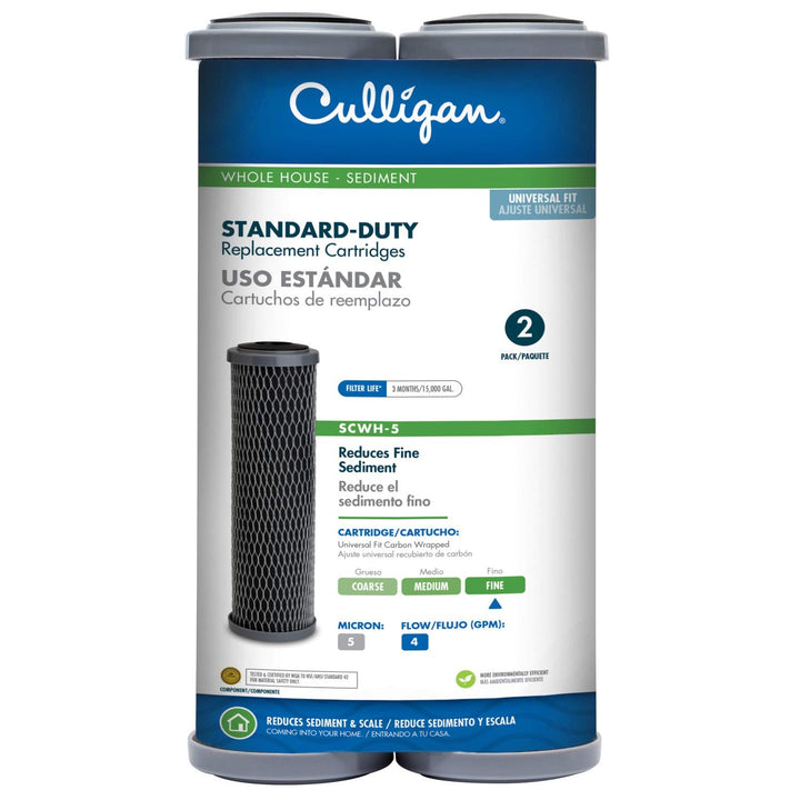 SCWH-5 Standard-Duty Whole House Water Filter Replacement Cartridges, 2-Pack, Black