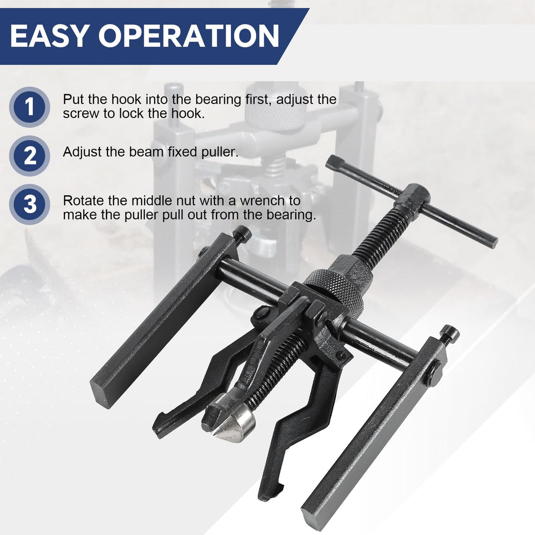 3 Jaw Inner Bearing Puller Set | Blind Bearing Puller Set Bushing Gear Extractor Wheel Bearing Puller Automotive Kit Heavy Duty 3 Jaw Pilot Bearing Puller for Motorcycle, Car, and SUV