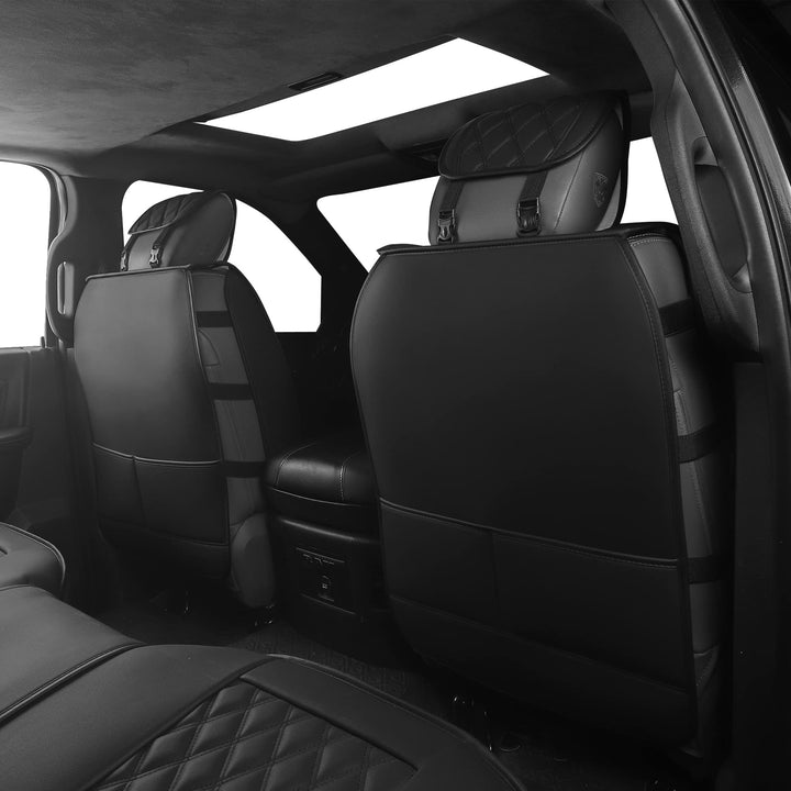 Car Seat Covers for Dodge Ram,Fit 2009-2023 1500/2500/3500 HD Pick-up Truck,Crew,Regular,Quad,Mega Cab,Waterproof Synthetic Leather Seat Covers(5PCS-Full Set,Black-Red)