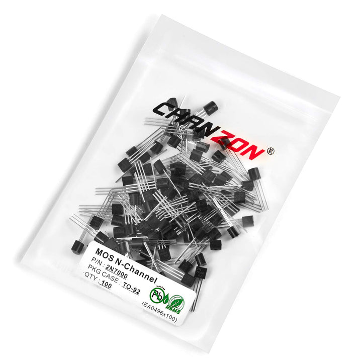 Chanzon 2N7000 TO-92 NMOS MOS N-Channel Power MOSFET Transistor, Ideal for Electronic Circuits (Pack of 100pcs)