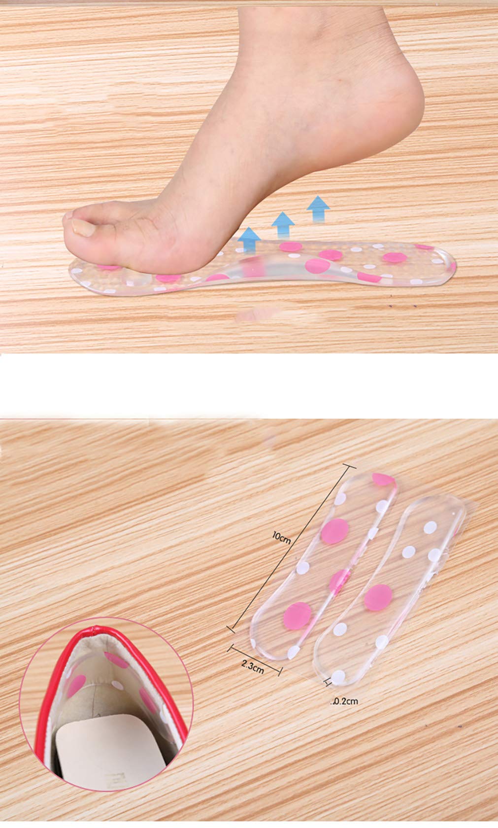 Set of 6 High Heel Anti-loose Shoe Straps Band Gel Heel Strips Pad Shoe Insert Stickers 3/4 Arch Support Metatarsal Pad Silicone Shoe Cushions