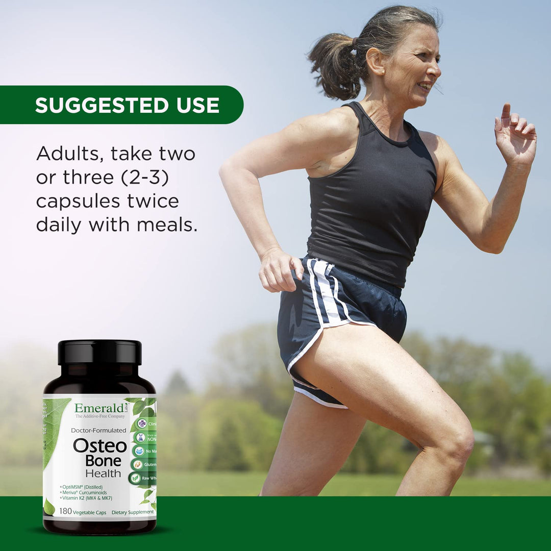 Osteo Bone Health - Immune Support & Bone & Joint Supplement with Vitamin D3, K2, Calcium, Magnesium, OptiMSM, Meriva Phytosome & More - 180 Vegetable Capsules