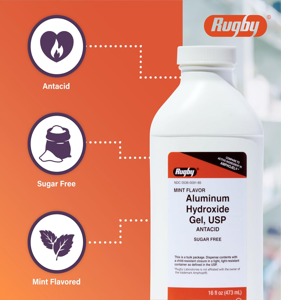 Aluminum Hydro Gel, USP 320mg/5mL 473mL *Compare to Amphojel* by Watson Rugby