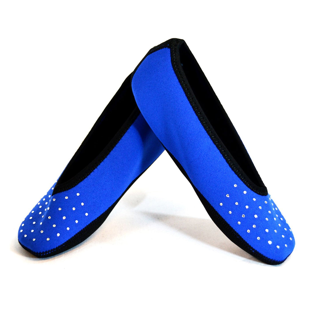 NuFoot Sparkle Ballet Flats Women's Shoes Best Foldable & Flexible Flats Slipper Socks Travel Slippers & Exercise Shoes Dance Shoes Yoga Socks House Shoes Indoor Slippers Royal Blue Large 2 Count