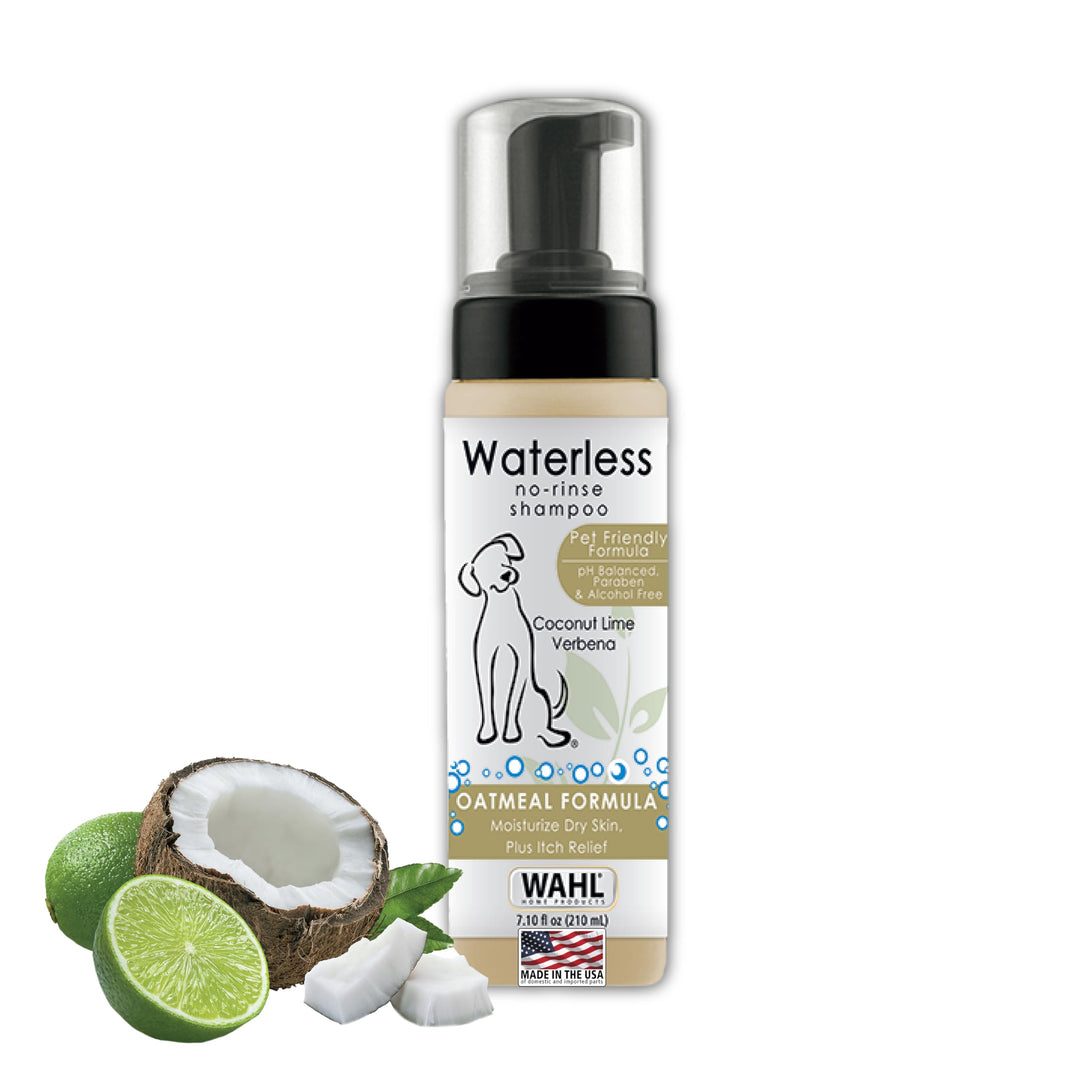 USA Pet Friendly Waterless No Rinse Shampoo for Animals – Oatmeal & Coconut Lime Verbena for Cleaning, Conditioning, Detangling & Moisturizing Dogs, & Cats – 7.1 Oz - Model 820015A