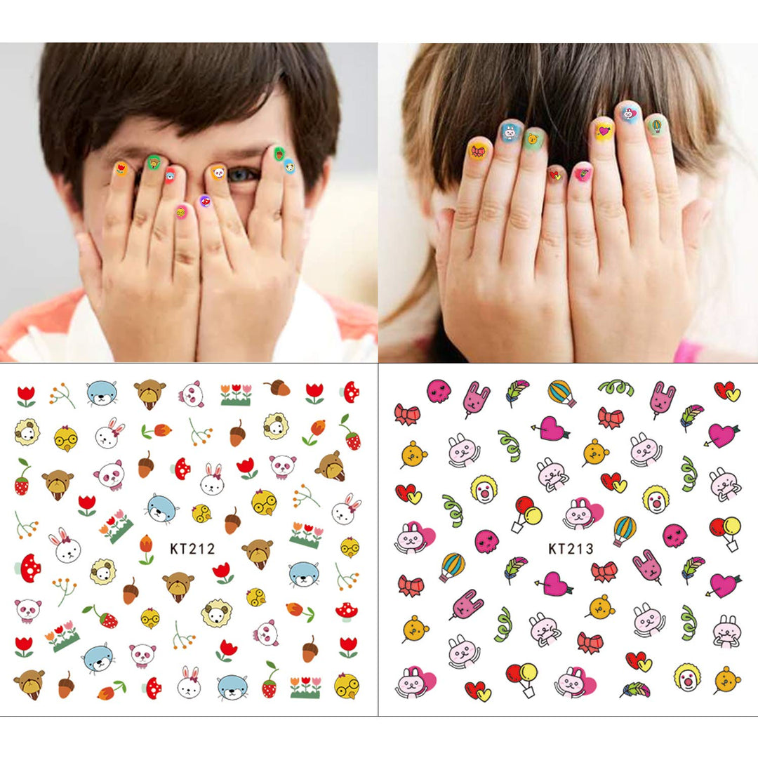 Nail Art Stickers Decals for Kids Girls, 600+Design Animal Fruit Dinosaur Car Flower Self Adhesive 3D Nail Art Sticker DIY Manicure Supplies for Children Birthday Tea Spa Party Nail Salon Gift