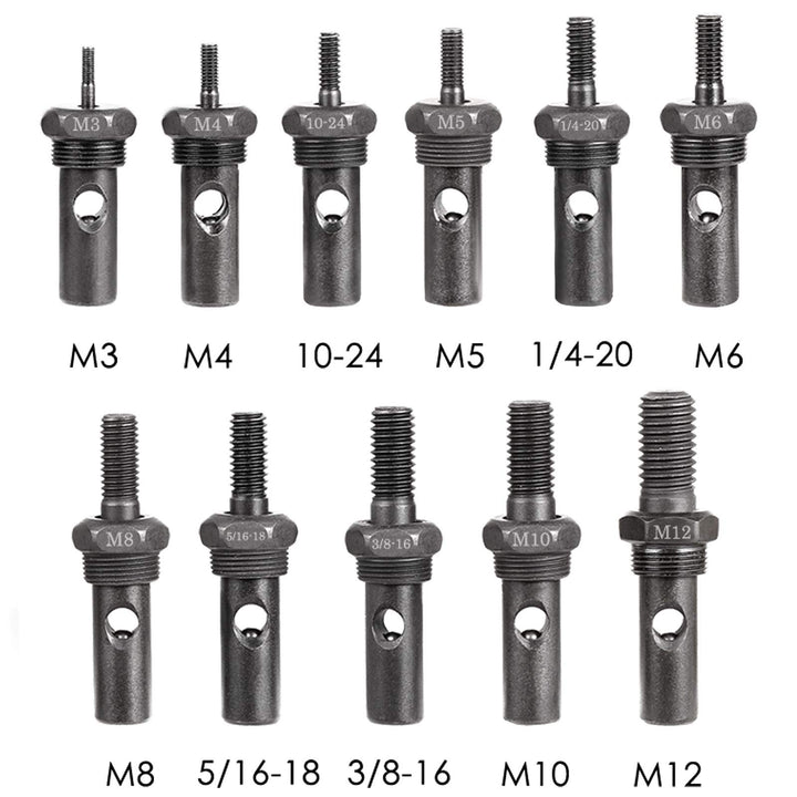 11Pcs Rivet Nut Tool Replacement Mandrels of WE882/WE889, Rivet Nut Tool Accessories Set M3 M4 M5 M6 M8 M10 M12, 10-24, 1/4-20, 5/16-18, 3/8-16 Rivet Nut Tool Spare Parts