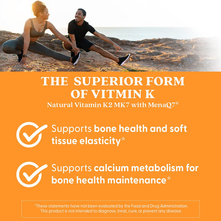 Doctor's Best Natural Vitamin K2 Mk-7 with MenaQ7, 100mcg Vitamin K2 Supplement Supports Bone Health, Non-GMO, 60 Veggie Capsules