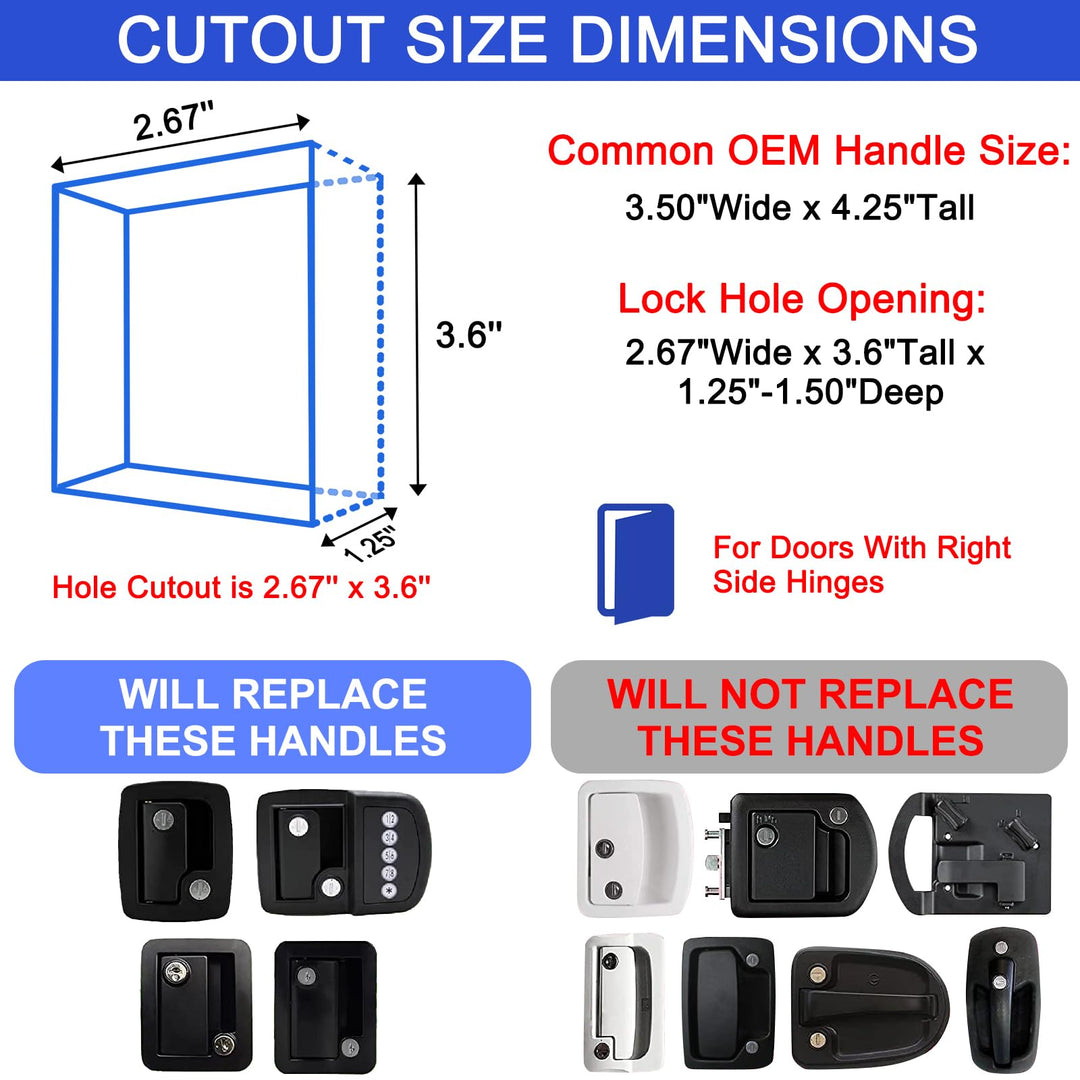 RV Entry Door Lock RL001 with Touch-Activated Paddle Deadbolt, Black, Key Lock for Camper, Travel Trailer, Cargo Hauler Door Latch Handle Replacement