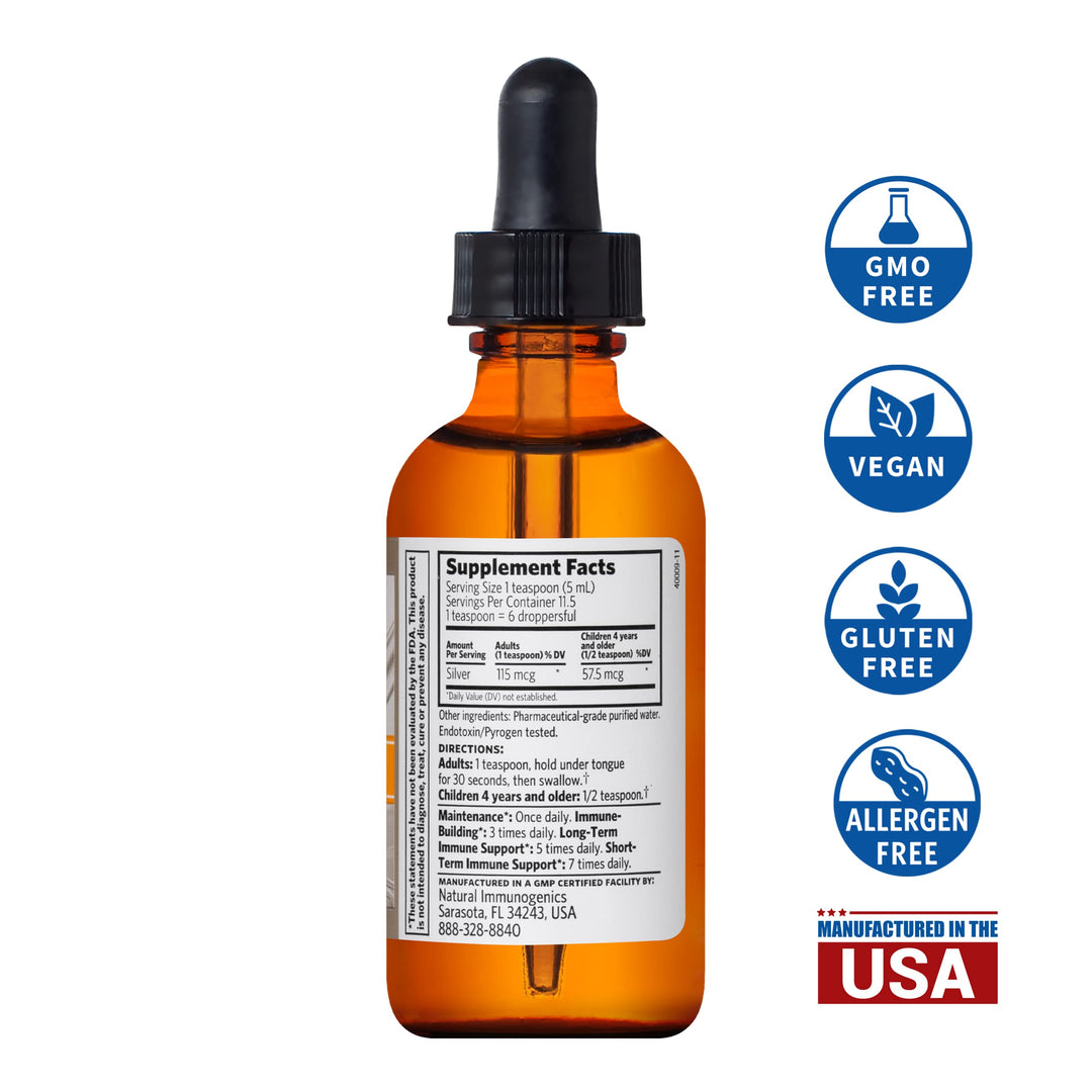 Professional Bio-Active Silver Hydrosol for Immune Support, Colloidal Silver, 23ppm, 2oz (59mL) Dropper-Top