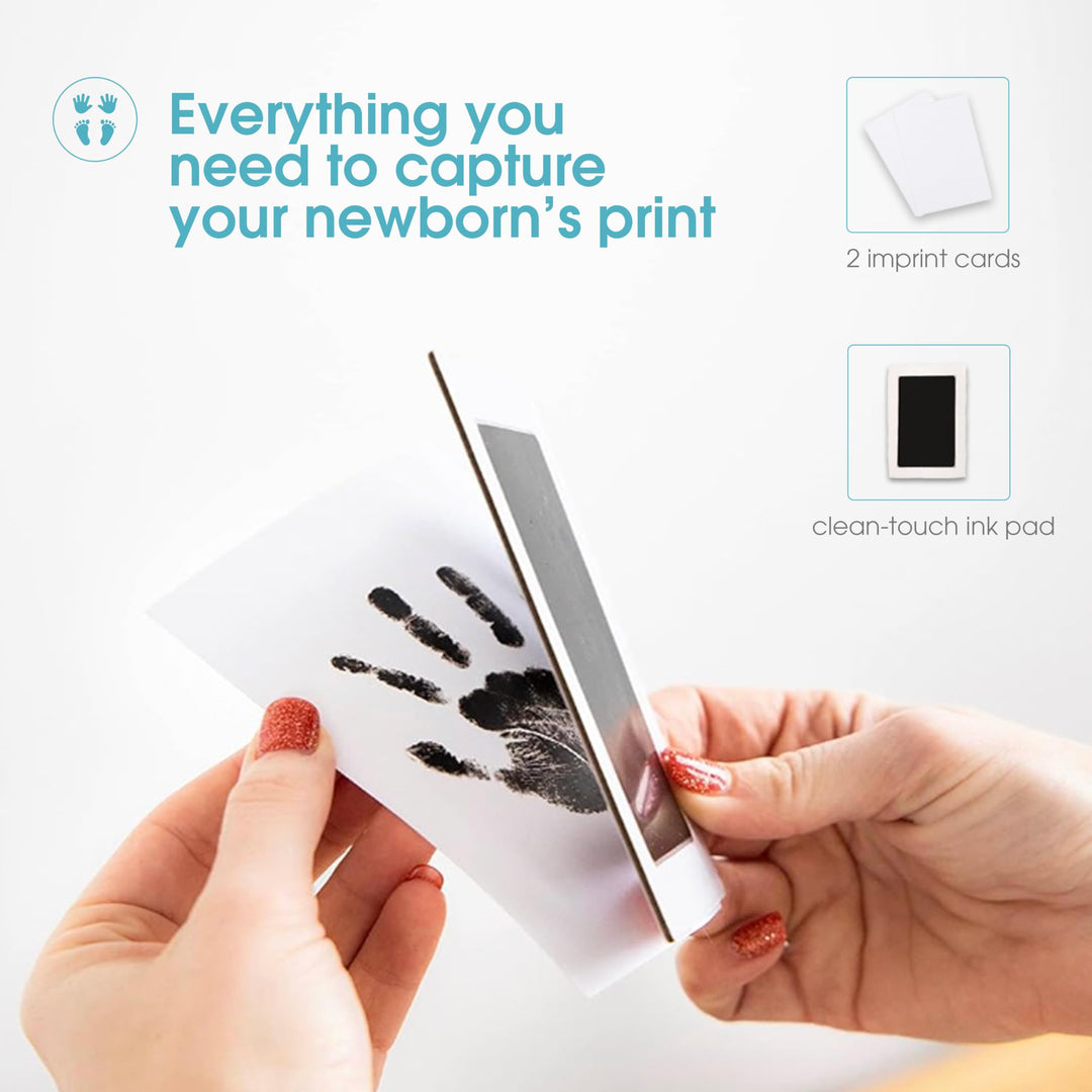 Newborn Baby Handprint and Footprint Kit - No Mess Clean-Touch Ink Pad With Impression Cards, Safe for Skin, Perfect Keepsake for Family, Acid-Free, Smudge-Proof, Black, 3 Piece Set
