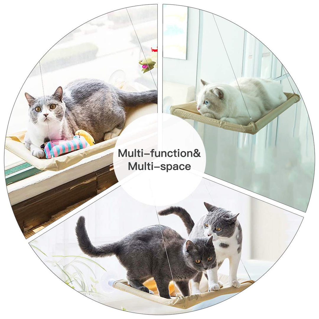 Cat Window Perch Hammock Seat - Large Cat Hammocks Bed for Indoor Cats Resting Seat Safety, Heavy Duty Suction Cups Breathable Washable Mesh Durable Frame