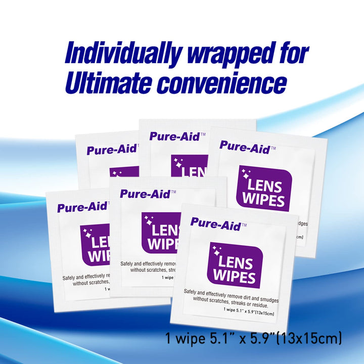 Pure-Aid Lens Wipes for Eyeglasses, Screens, and Cameras, 32 Count (1 Pack)