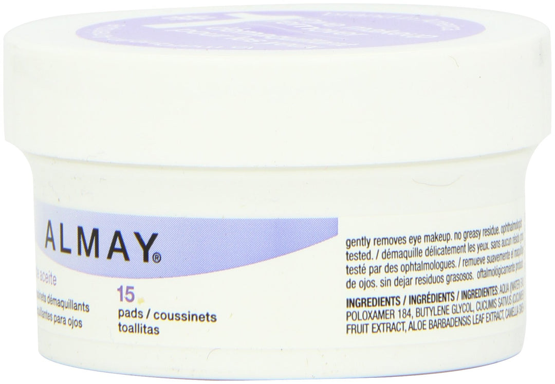 Oil-Free Eye Makeup Remover Pads, 15 Count