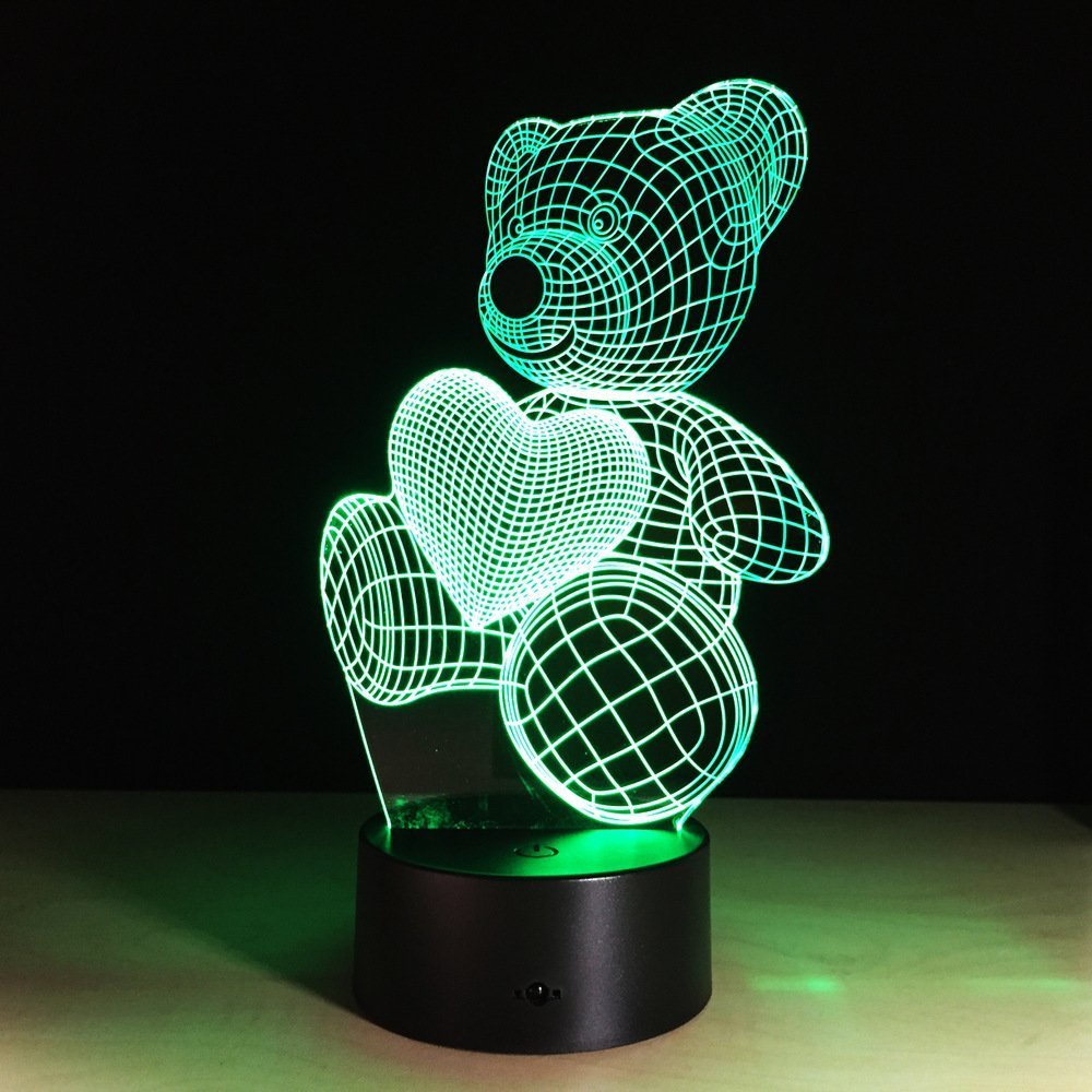 Creative 3D Visual illusion LED Lamp Bear Shape Night Lamp Best Gift For boys Acrylic Table Night light Furniture Decorative