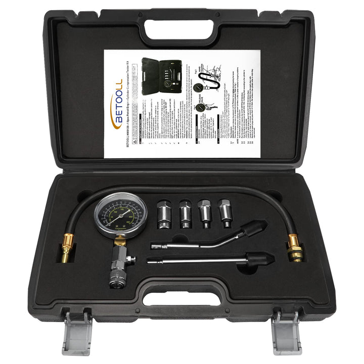 8pcs Petrol Engine Cylinder Compression Tester Kit Automotive Tool Gauge