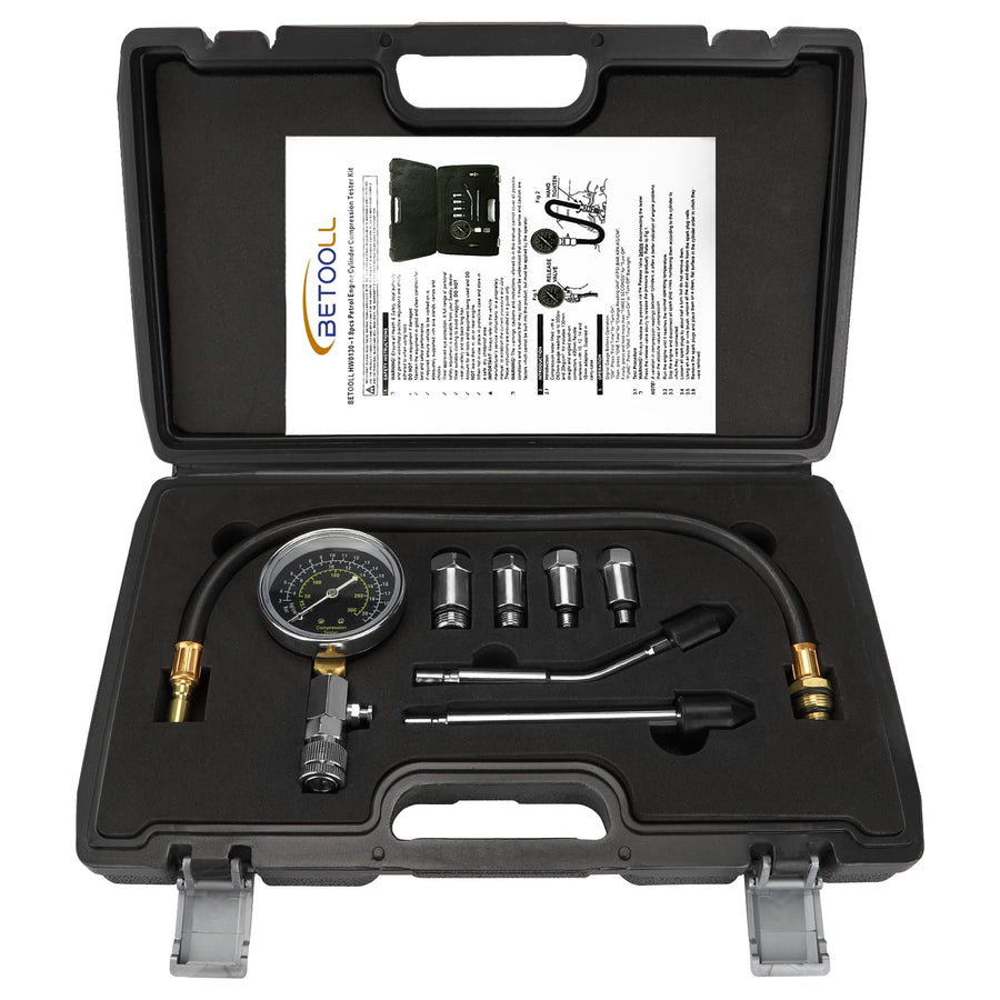 8pcs Petrol Engine Cylinder Compression Tester Kit Automotive Tool Gauge