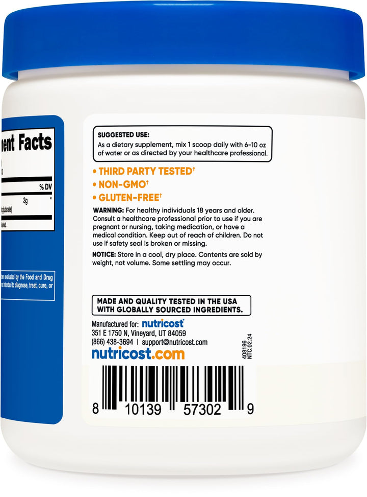 Arginine AKG Powder 300 Grams (AAKG) - 3G Per Serving & 100 Servings - Pure Arginine Alpha Ketoglutarate