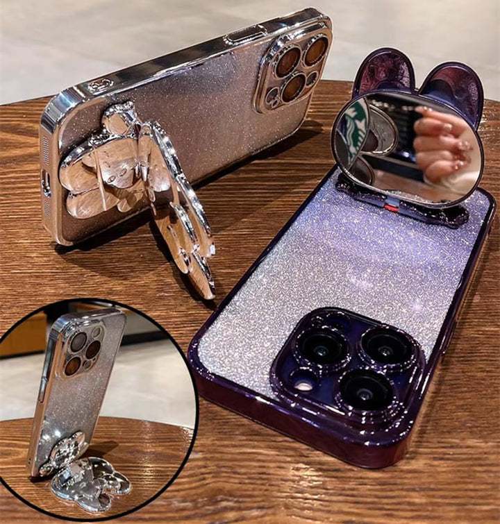 for iPhone 12 Pro Max Phone Case Cute Glitter Girly Women Flower Design,Luxury Plating Pearly Lustre Pattern,Sparkle Bling Diamond Butterfly Kickstand,Plating Hard Back Rugged Bumper Cover