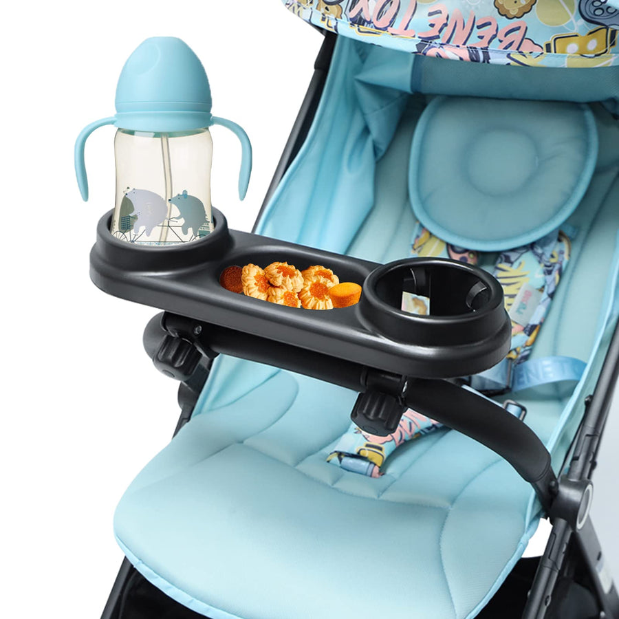 Universal Stroller Snack Tray,Snack Tray for Stroller, Compatible with a Variety of Stroller handrails, ABS Material, Flexible Adjustment of The Installation (Black)