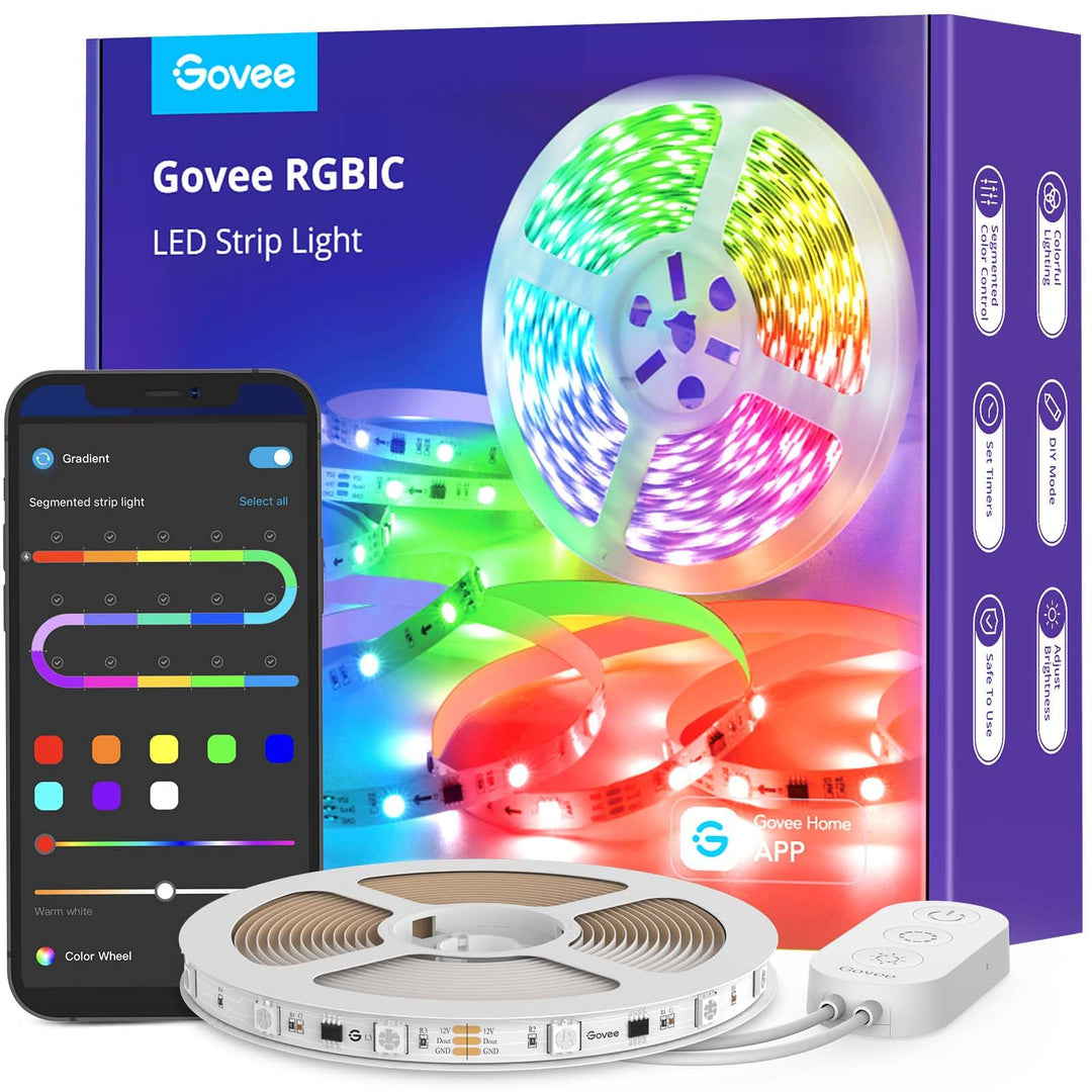 LED Strip Lights RGBIC, 16.4ft Bluetooth Color Changing LED Lights with Segmented App Control, Smart LED Strip Color Picking, Music Sync LED Lights for Bedroom, Living Room, Party