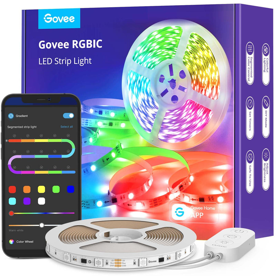 LED Strip Lights RGBIC, 16.4ft Bluetooth Color Changing LED Lights with Segmented App Control, Smart LED Strip Color Picking, Music Sync LED Lights for Bedroom, Living Room, Party
