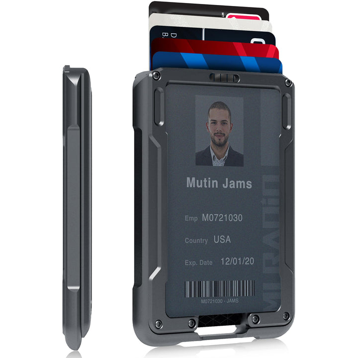 Aluminum Wallet for ID – Metal Card Holder RFID Wallets – Minimalist Cards Case for Men, Grey, Medium