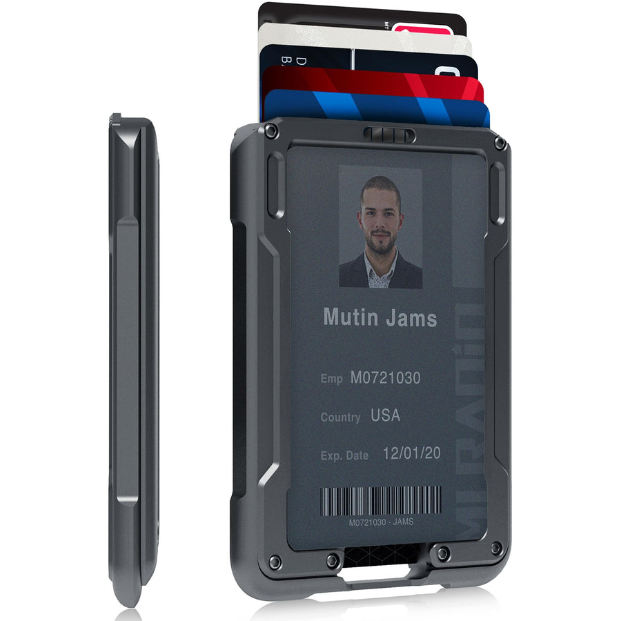 Aluminum Wallet for ID – Metal Card Holder RFID Wallets – Minimalist Cards Case for Men, Grey, Medium