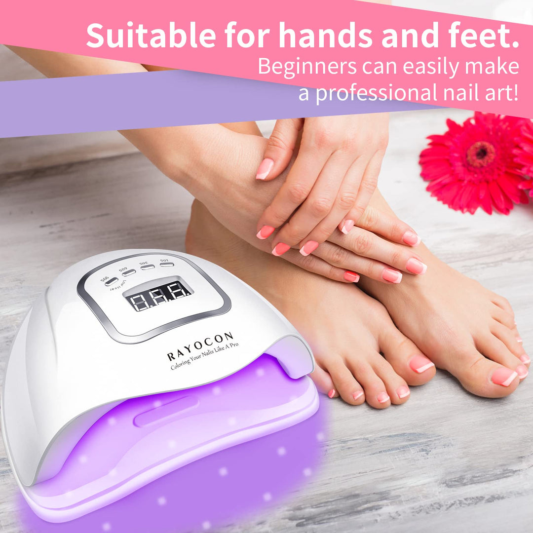 UV LED Gel Nail Lamp,Professional 120W UV Nail Light for Gel Polish Fast Curing with 45 Lamp Beads, Lightweight LED Gel UV Nail Dryer for Salon Home, White