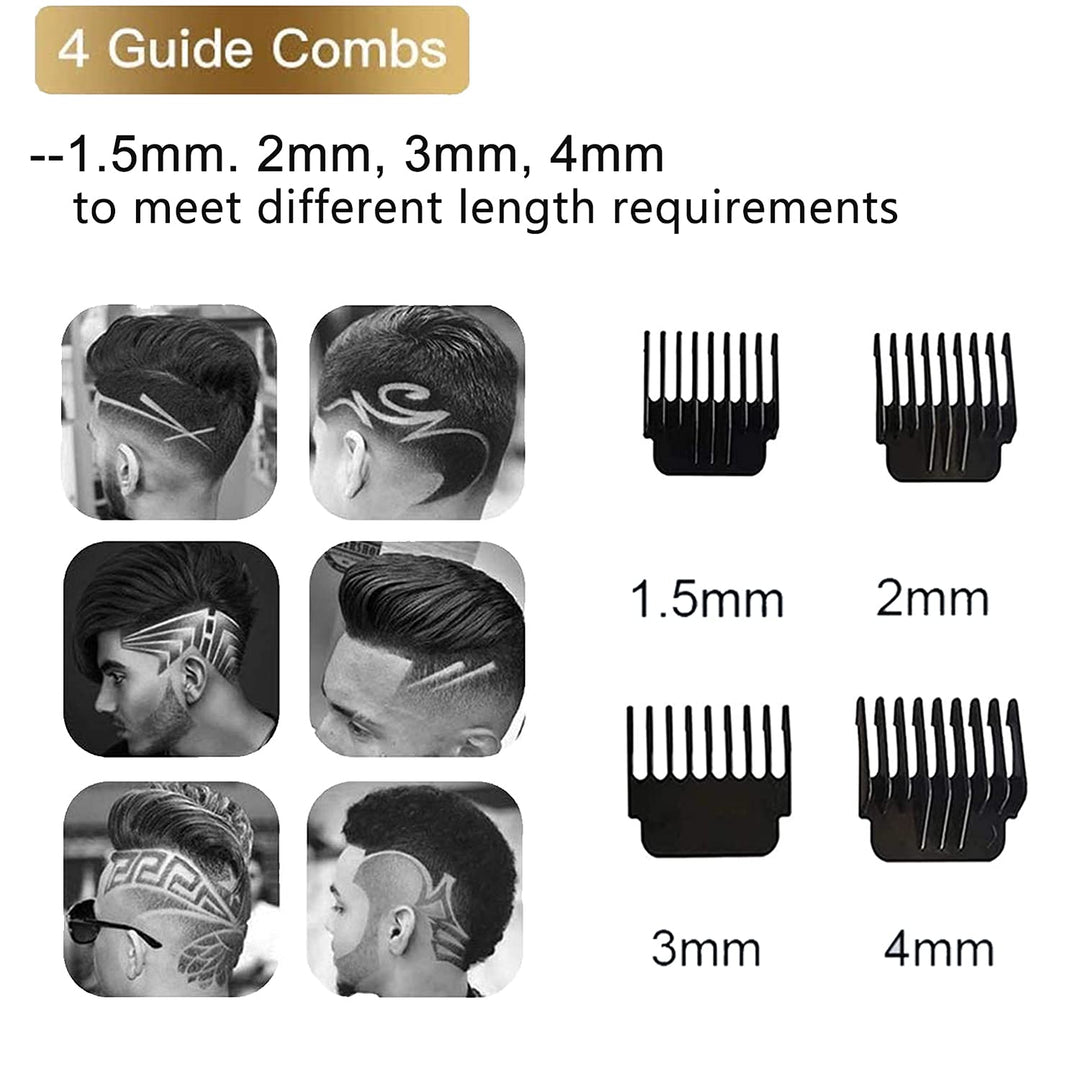 Professional Hair Trimmer, Zero Gapped T-Blade Close Cutting Hair Clippers for Men Rechargeable Cordless Trimmers for Haircut Beard Shaver Barbershop (4 Combs, Gold)