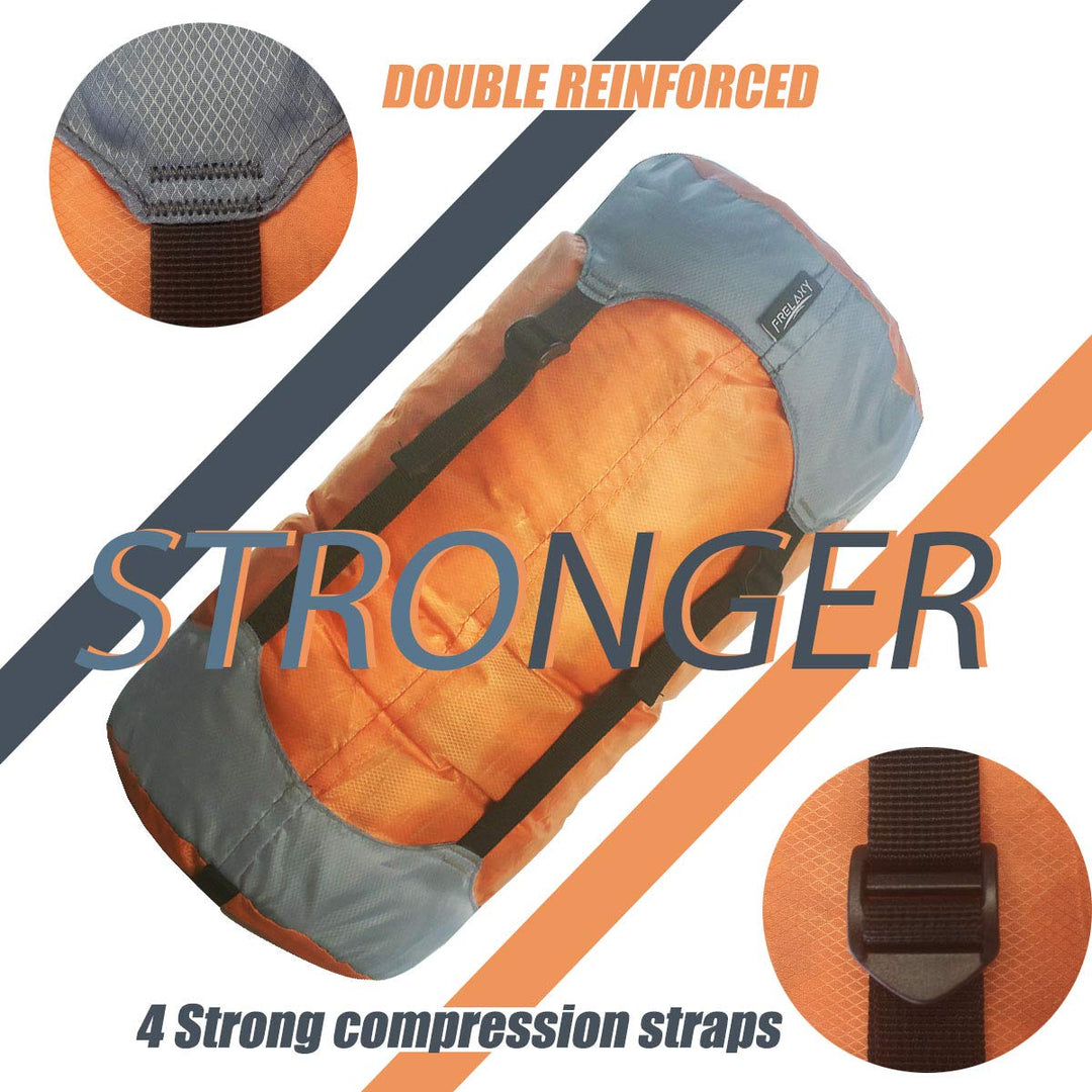 Compression Sack, Ultralight Sleeping Bag Stuff Sack, 40% More Storage! Compression Stuff Sack - Space Saving Gear for Camping, Hiking, Backpacking (Orange, L)