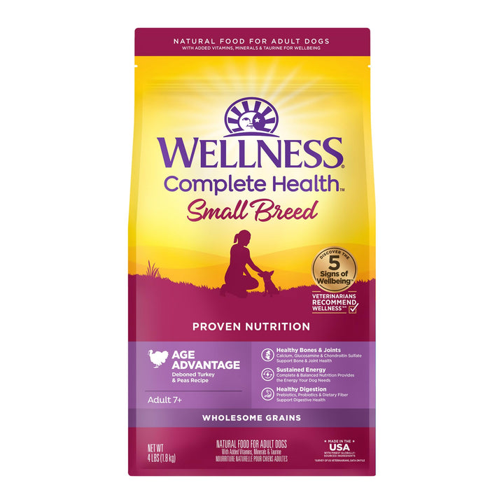 Complete Health Senior Dry Dog Food, Small Breed, Wholesome Grains, Natural, Age Advantage Turkey & Peas Recipe, (4-Pound Bag)