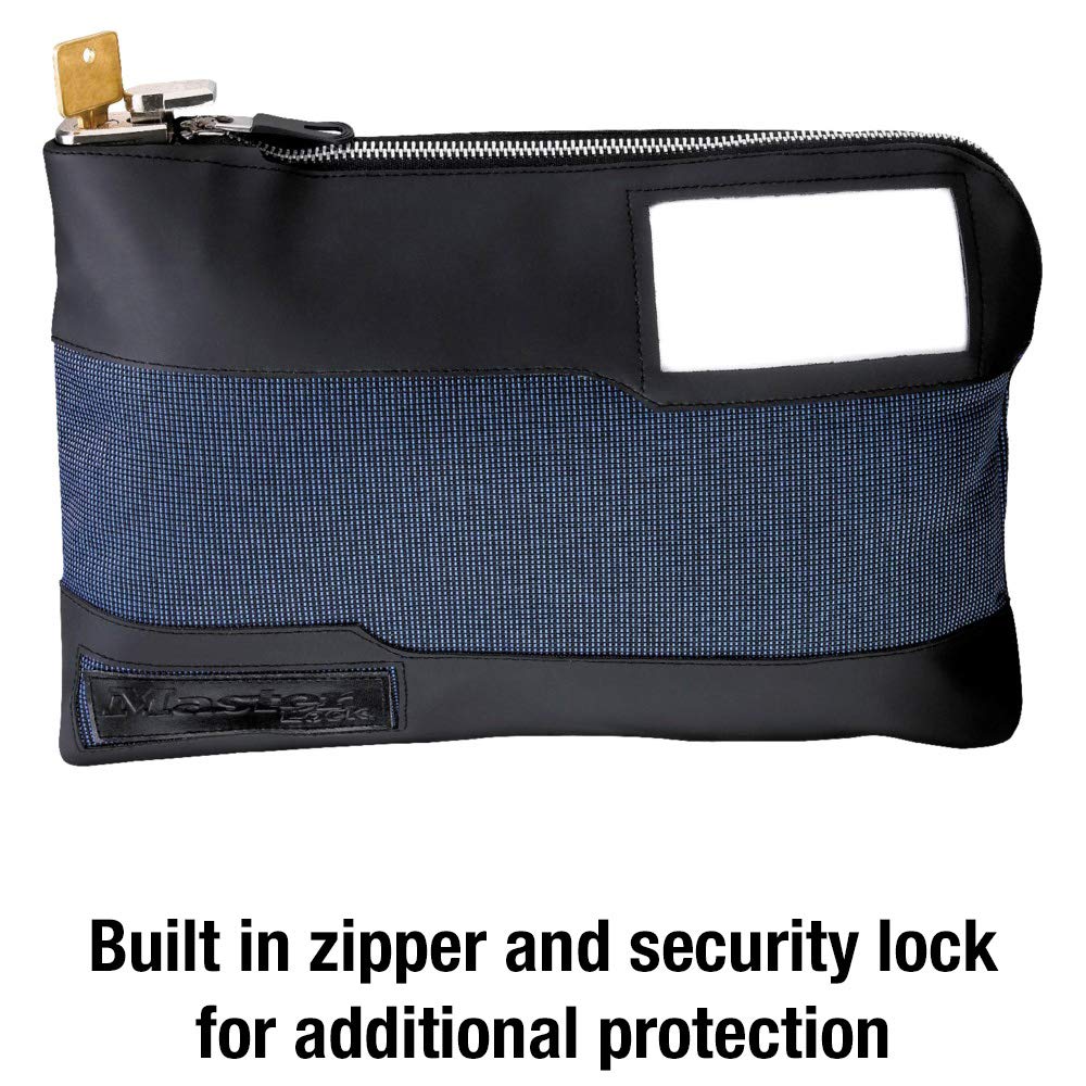 Money Bag with Key Lock and Zipper for Cash, 11-1/2 in. Long Locking Portable Travel Money Pouch Protects Passports, Valuables, 7120D