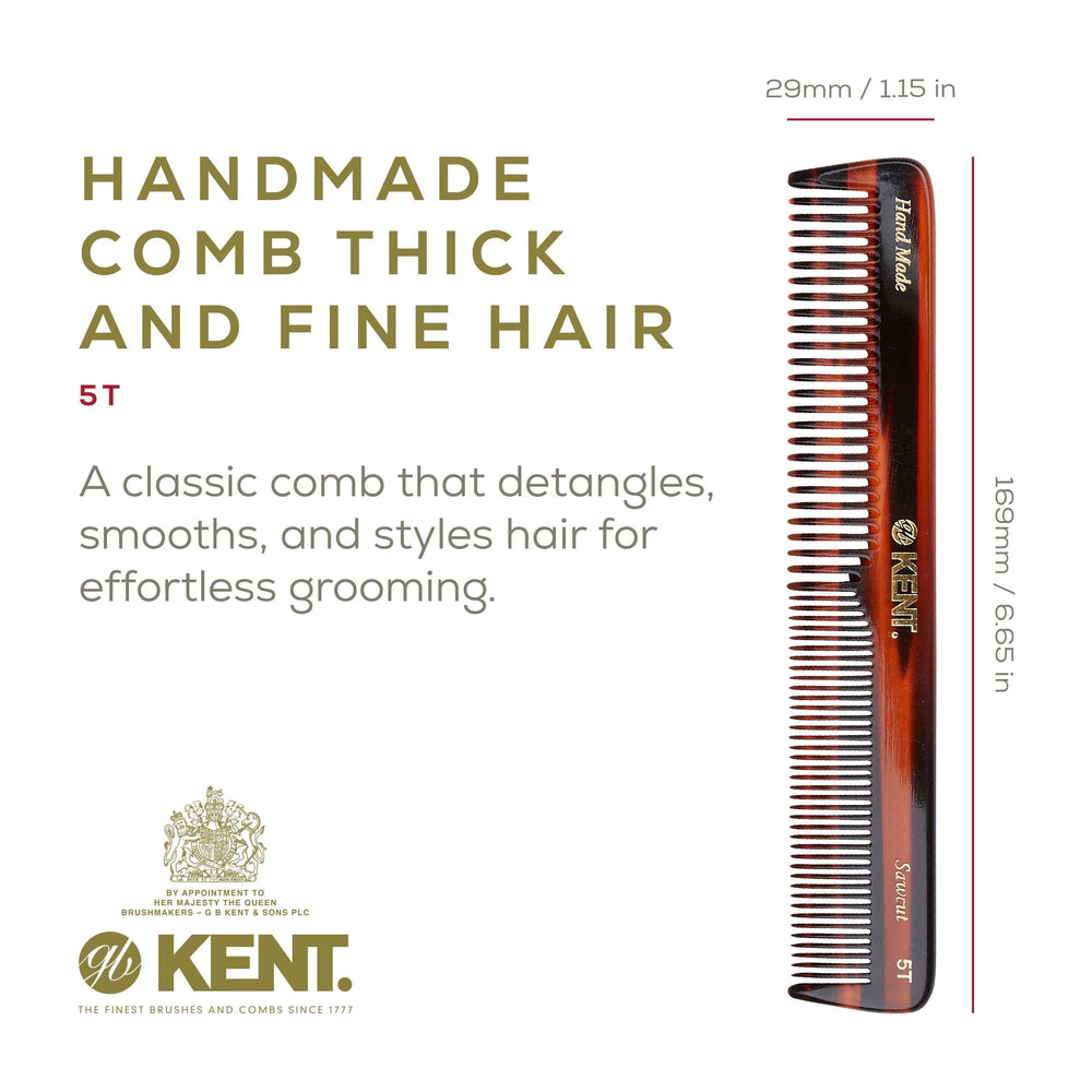 Kent Authentic Handmade Dressing Table Comb, Dark Brown, 169mm