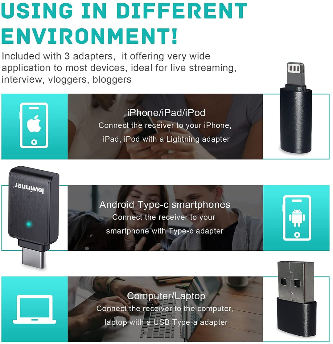 Wireless Lavalier Microphone with Charging Case - 2.4GHz Lapel Mic for iPhone iPad Android Computer Laptop TikTok YouTube Facebook Live Stream Vlog - Plug&Play/Noise Reduction…