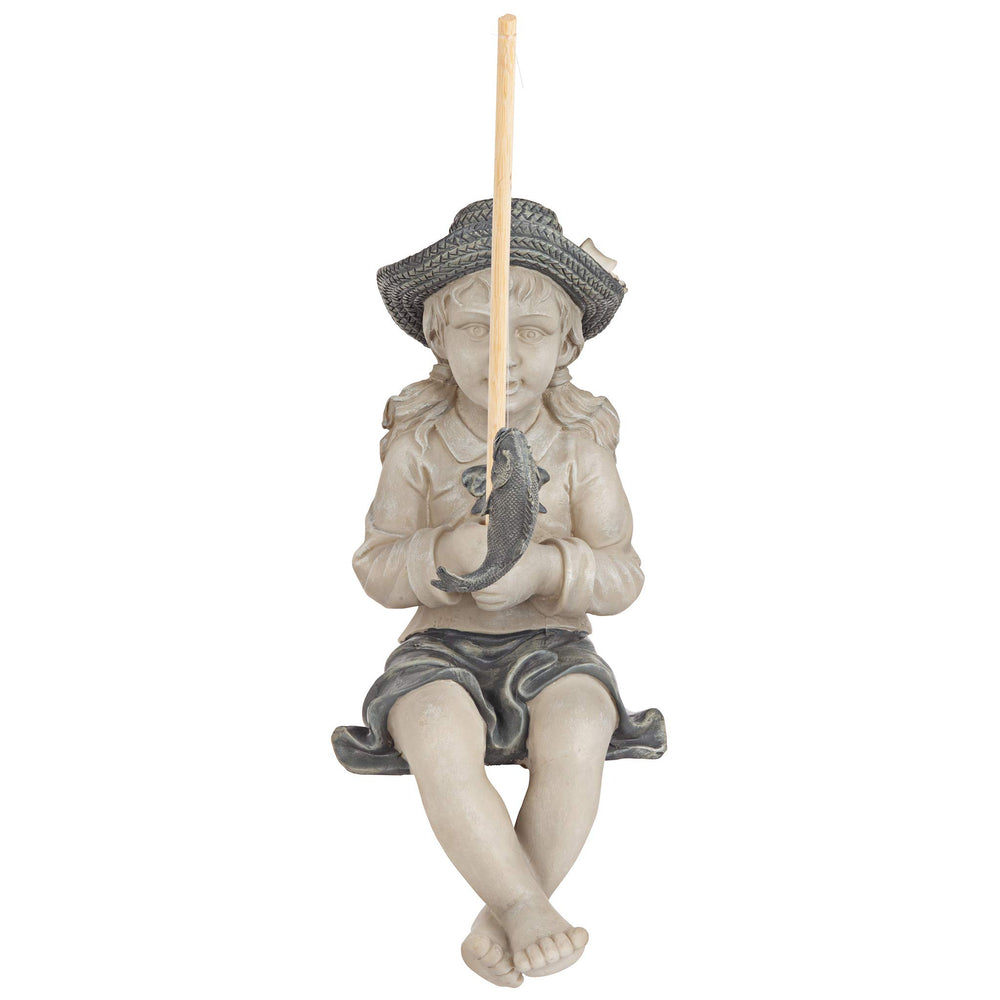 AL18606 Nellie’s Big Catch Fisherwoman Handcast Polyresin Statue, Medium, Two Tone Stone