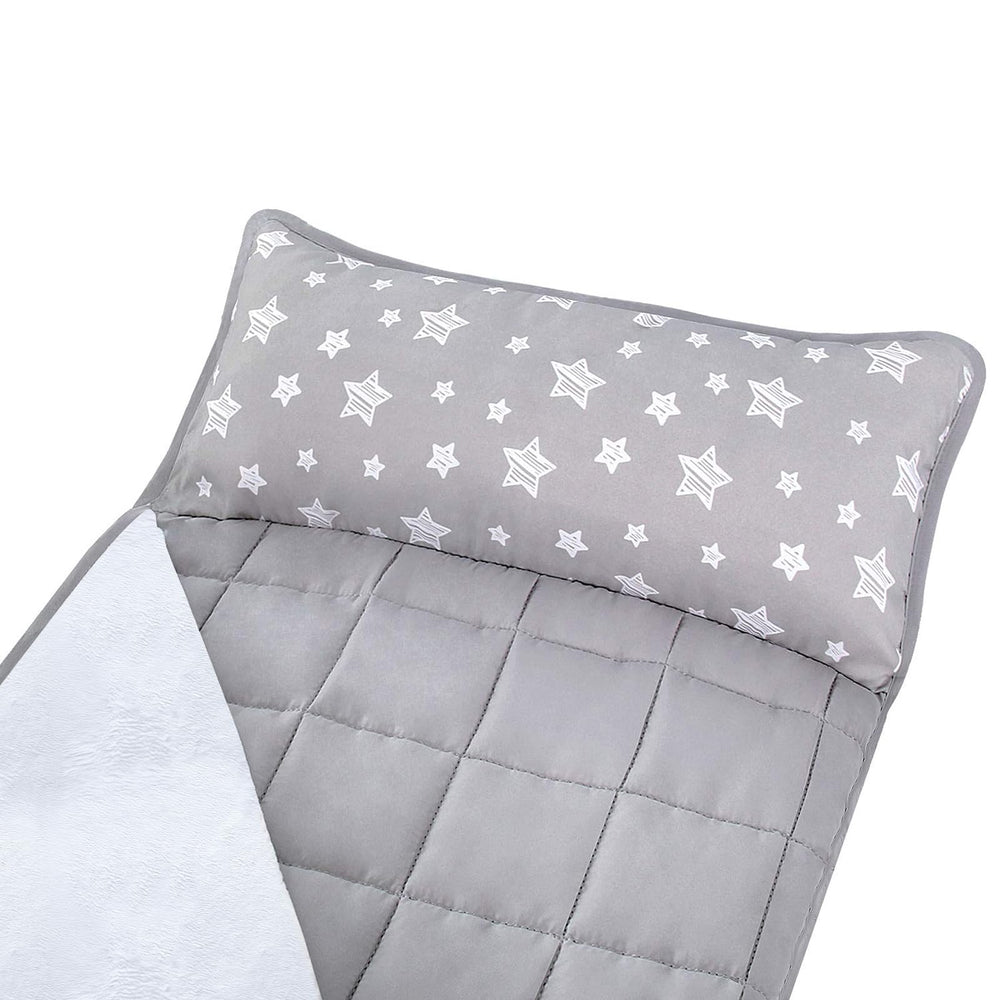 Toddler Nap Mat with Pillow and Fleece Minky Blanket, Lightweight, Soft Perfect for Kids Preschool, Daycare, Travel Sleeping Bag Boys and Girls, 21 x 50 Fit Standard Cot