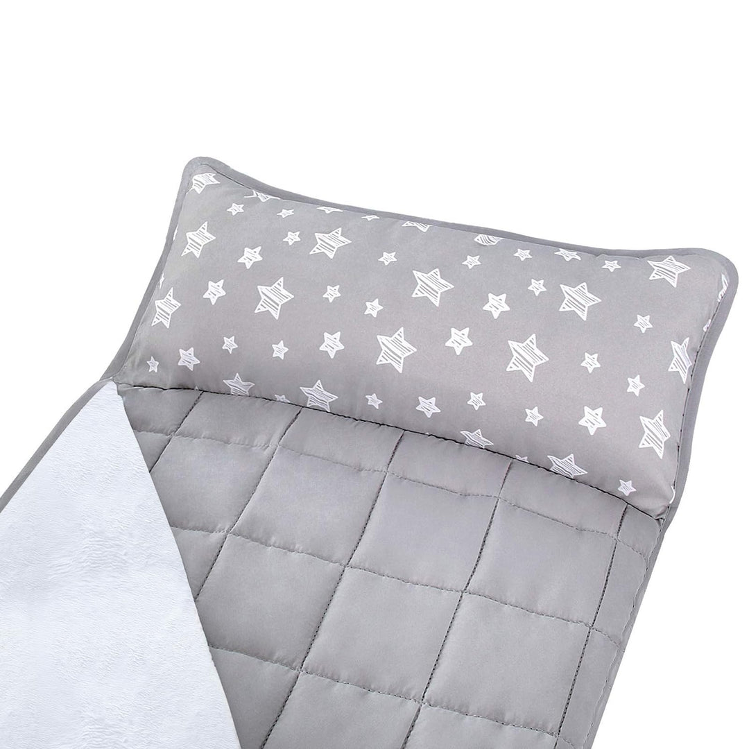 Toddler Nap Mat with Pillow and Fleece Minky Blanket, Lightweight, Soft Perfect for Kids Preschool, Daycare, Travel Sleeping Bag Boys and Girls, 21 x 50 Fit Standard Cot