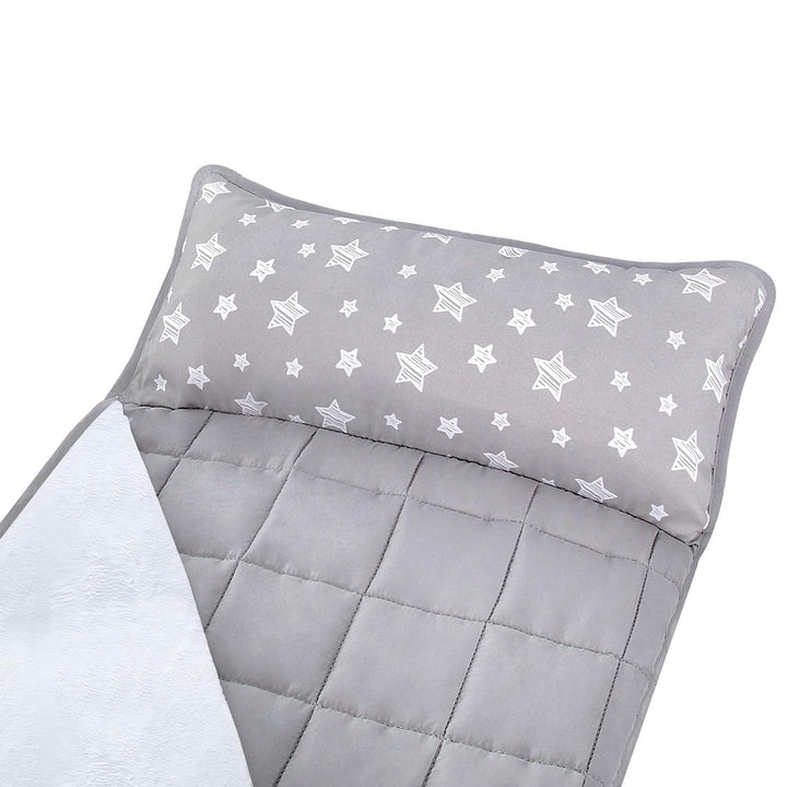 Toddler Nap Mat with Pillow and Fleece Minky Blanket, Lightweight, Soft Perfect for Kids Preschool, Daycare, Travel Sleeping Bag Boys and Girls, 21 x 50 Fit Standard Cot